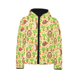 Hedgehog Pattern Print Design 02 Kids' Boys' Girls' Padded Hooded Jacket