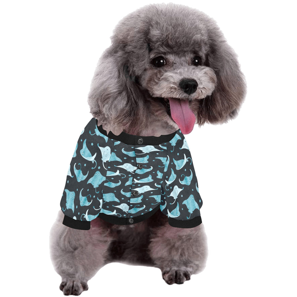 Stingray Pattern Print Design 04 All Over Print Pet Dog Round Neck Fuzzy Shirt