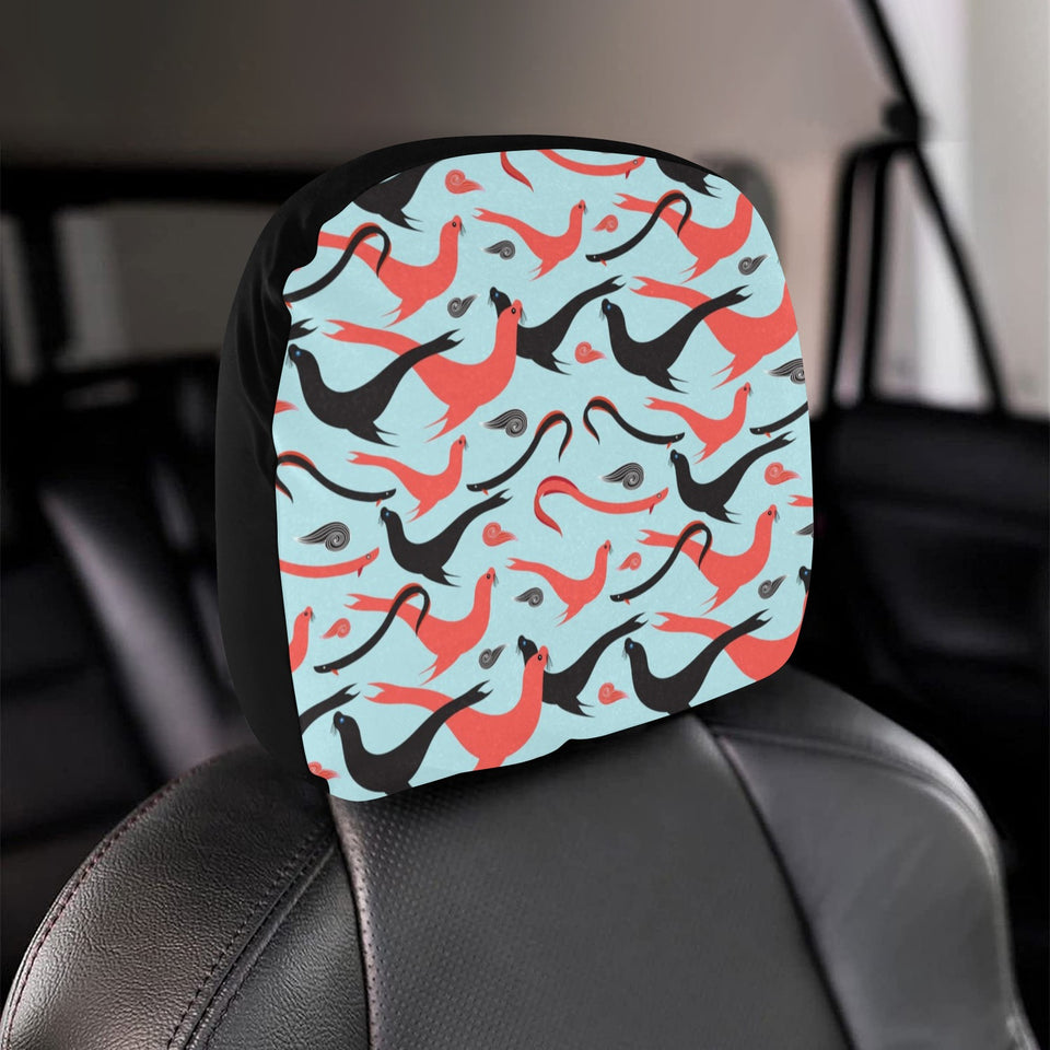 Sea Lion Pattern Theme Car Headrest Cover