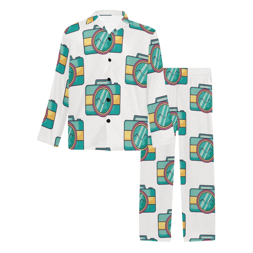 Camera Pattern Print Design 02 Men's Long Pajama Set