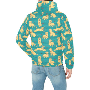 Golden Retriever Pattern Print Design 05 Men's Padded Hooded Jacket(ModelH42)