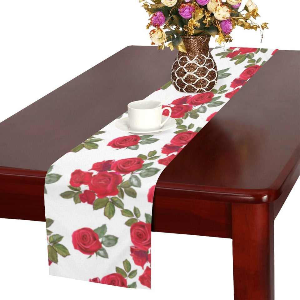 Rose Pattern Print Design 05 Table Runner