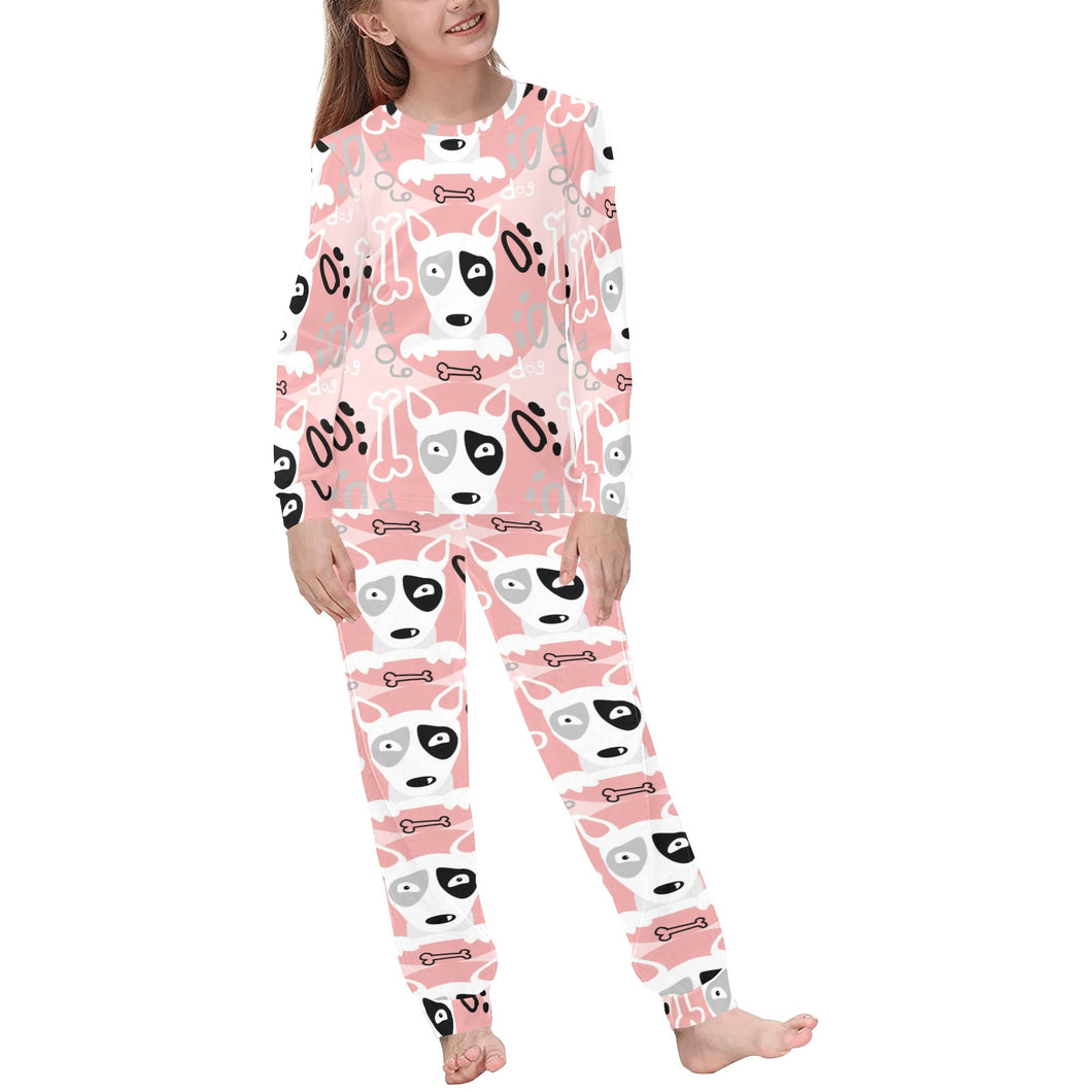 Bull Terrier Pattern Print Design 03 Kids' Boys' Girls' All Over Print Pajama Set