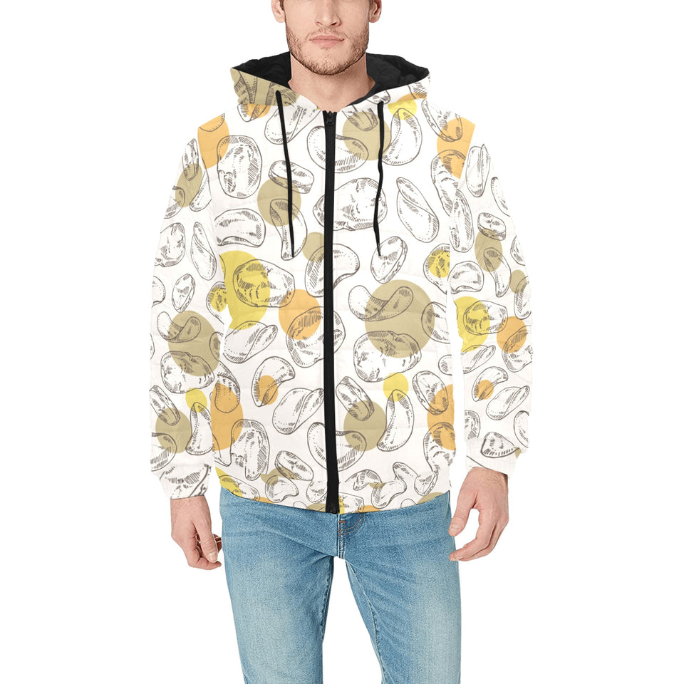 Potato Chips Pattern Print Design 02 Men's Padded Hooded Jacket(ModelH42)