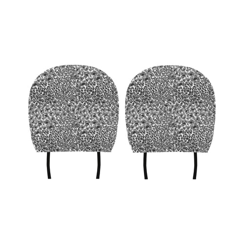 Gray Leopard Texture Pattern Car Headrest Cover