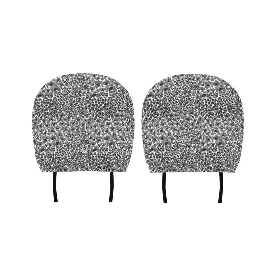 Gray Leopard Texture Pattern Car Headrest Cover