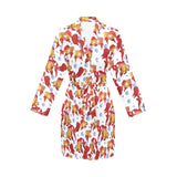 Goldfish Pattern Print Design 02 Women's Long Sleeve Belted Night Robe