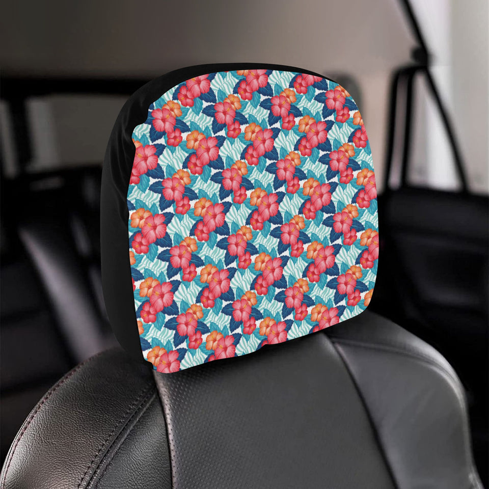 Hibiscus Pattern Print Design 05 Car Headrest Cover