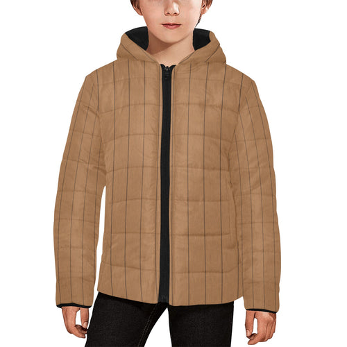 Wood Printed Pattern Print Design 03 Kids' Boys' Girls' Padded Hooded Jacket