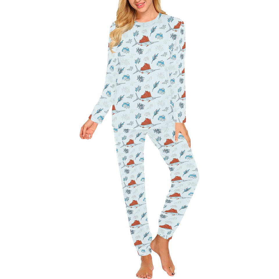 Swordfish Pattern Print Design 03 Women's All Over Print Pajama Set