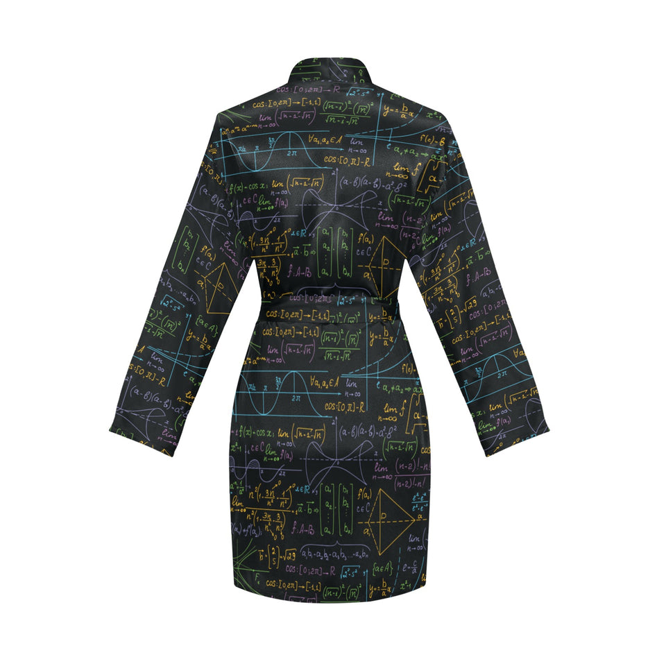 Math Pattern Print Design 01 Women's Long Sleeve Belted Night Robe