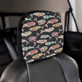 Whale Flower Tribal Pattern Car Headrest Cover