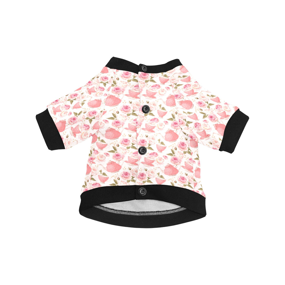 Tea pots Pattern Print Design 04 All Over Print Pet Dog Round Neck Fuzzy Shirt