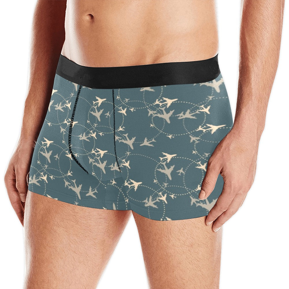 Airplane Circle Pattern Men's All Over Print Boxer Briefs Men's Underwear