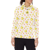 Tea pots Pattern Print Design 03 Women's Long Sleeve Polo Shirt