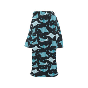 Stingray Pattern Print Design 04 Blanket Robe with Sleeves