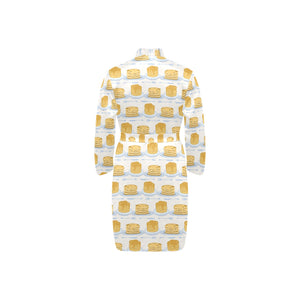 Pancake Pattern Print Design 01 Men's Long Sleeve Belted Night Robe