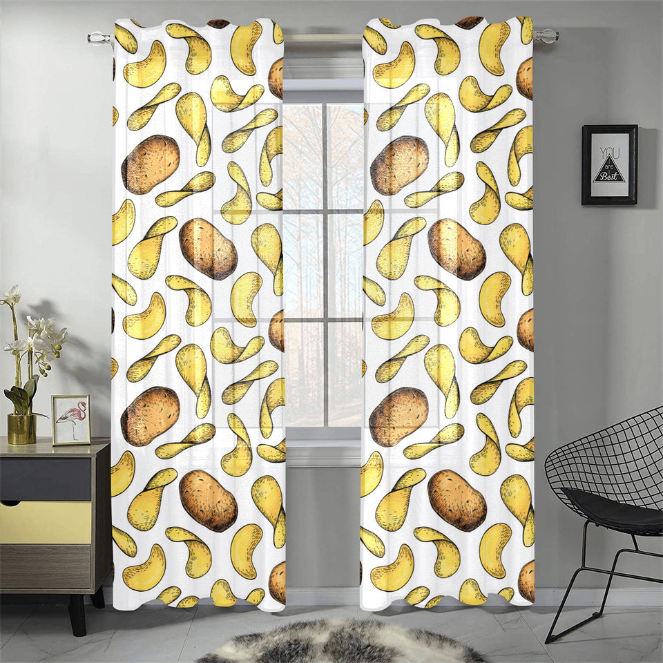 Potato Chips Pattern Print Design 01 Gauze Curtain