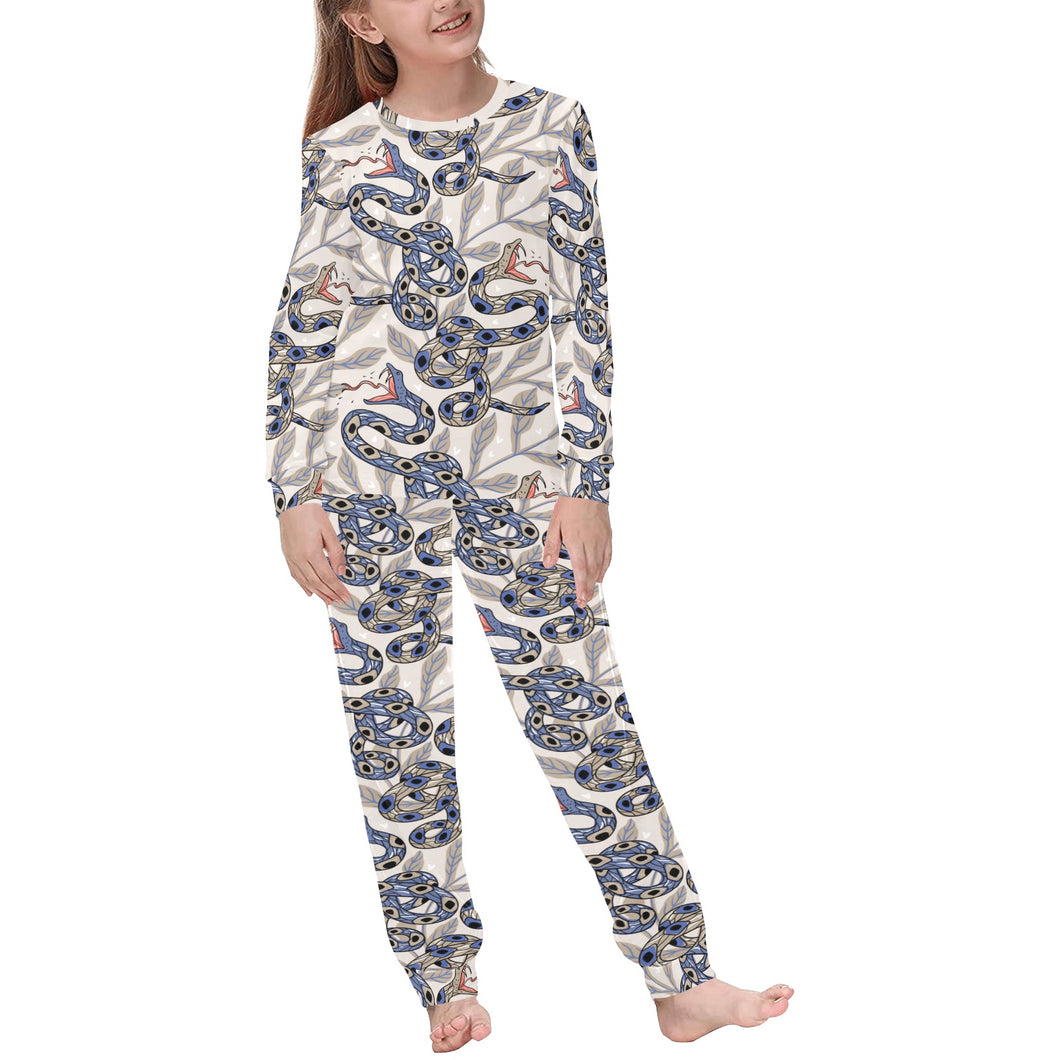 Snake Leaves Pattern Kids' Boys' Girls' All Over Print Pajama Set