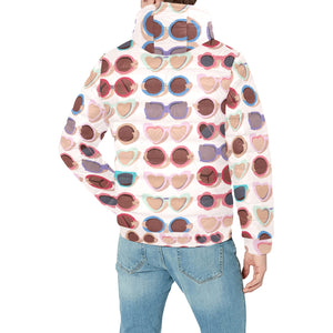 Sun Glasses Pattern Print Design 04 Men's Padded Hooded Jacket(ModelH42)