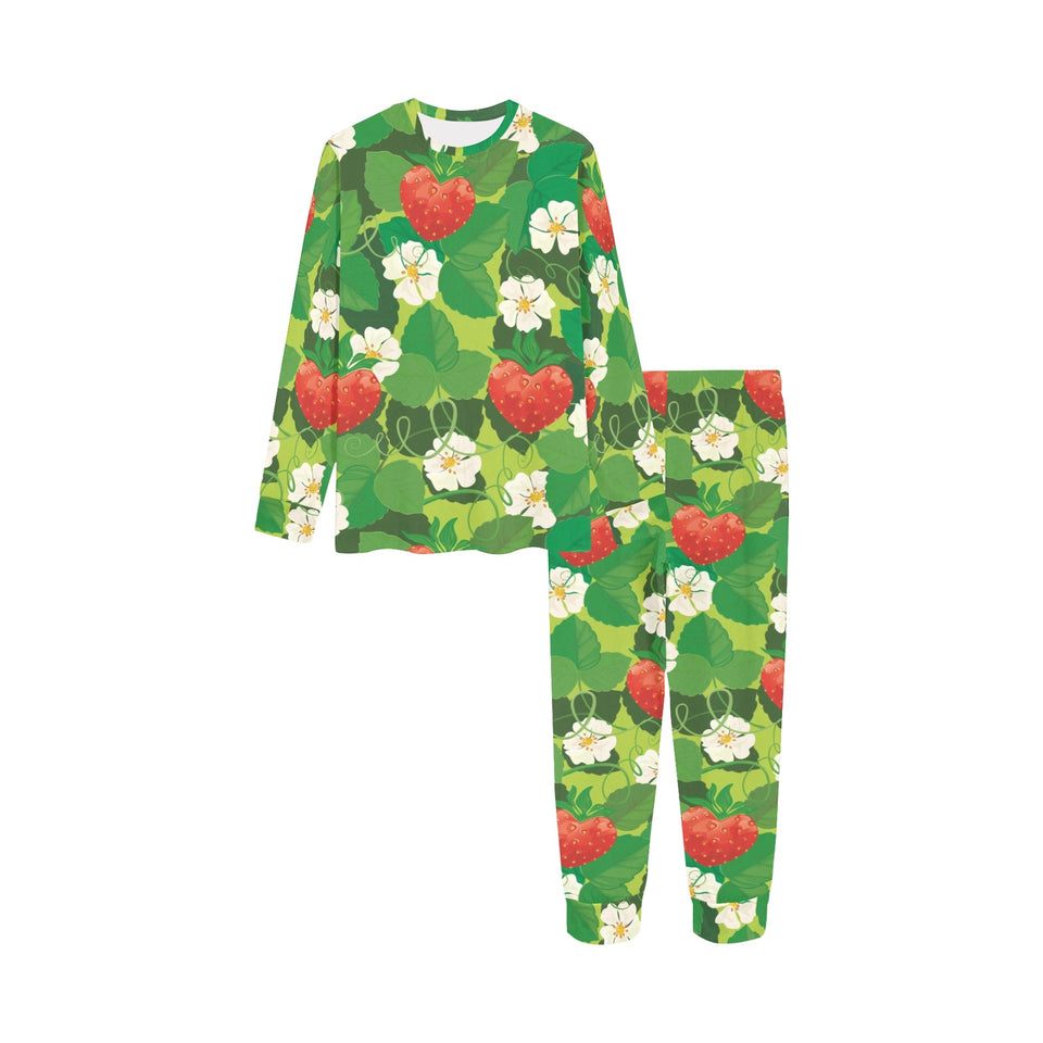 Strawberry Leaves Pattern Kids' Boys' Girls' All Over Print Pajama Set