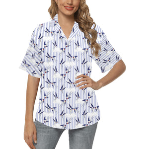 Swallow Pattern Print Design 03 Women's All Over Print Hawaiian Shirt