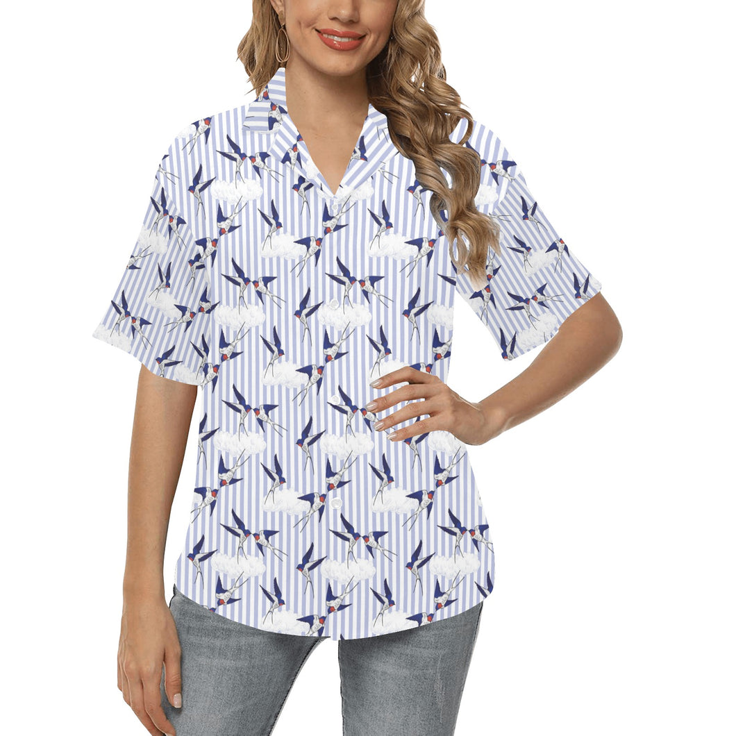 Swallow Pattern Print Design 03 Women's All Over Print Hawaiian Shirt