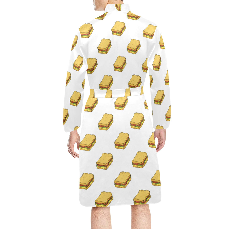 Sandwich Pattern Print Design 04 Men's Long Sleeve Belted Night Robe