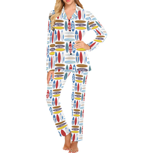 Surfboard Pattern Print Design 02 Women's Long Pajama Set