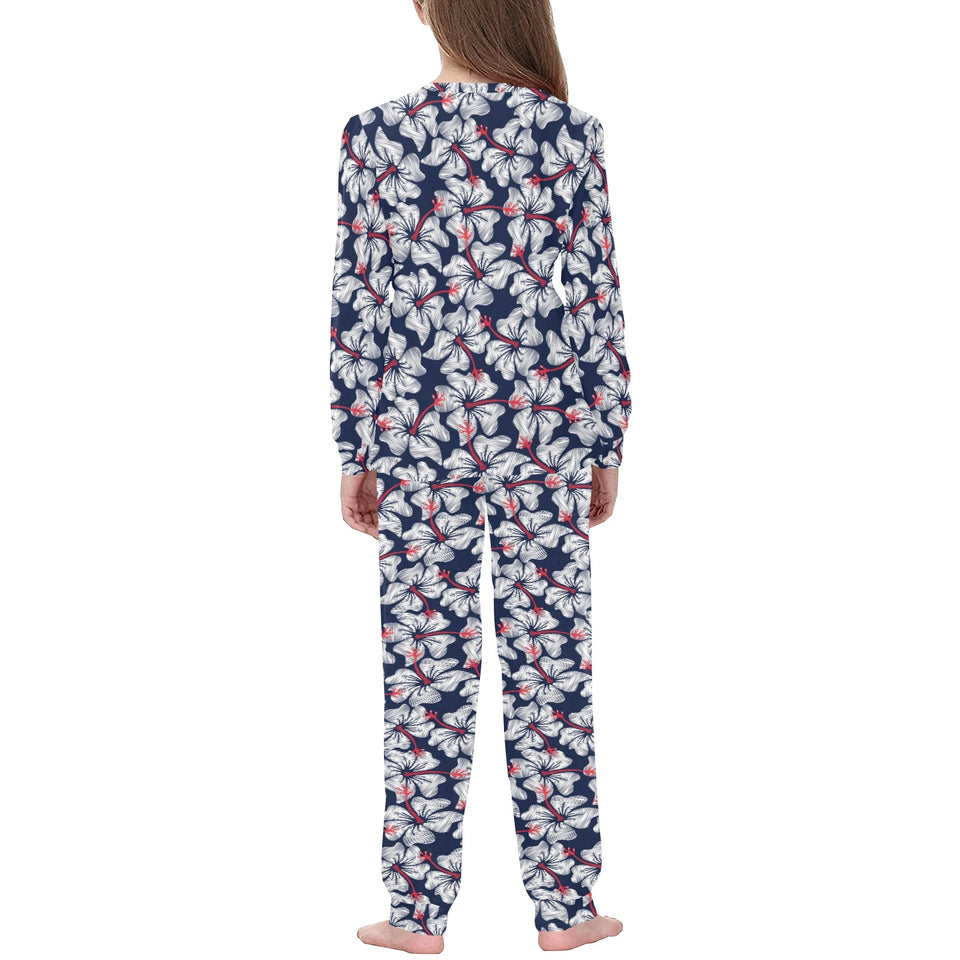 Hibiscus Pattern Print Design 02 Kids' Boys' Girls' All Over Print Pajama Set