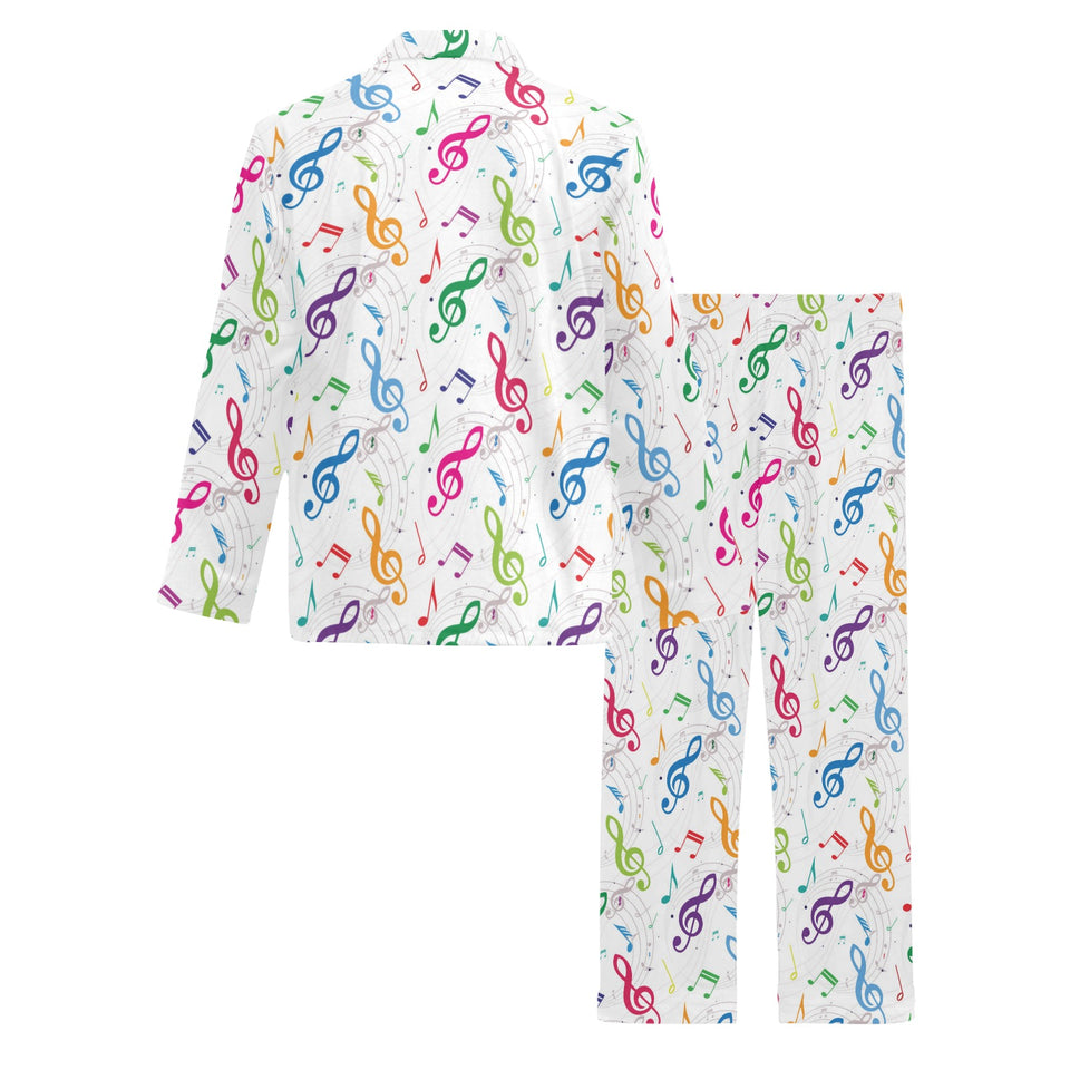 Music Notes Pattern Print Design 02 Men's Long Pajama Set