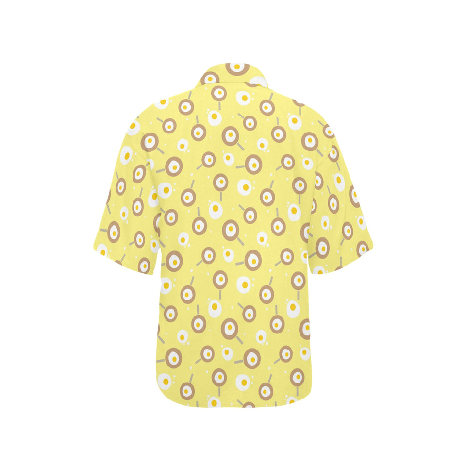 Fried Eggs Pattern Print Design 03 Women's All Over Print Hawaiian Shirt