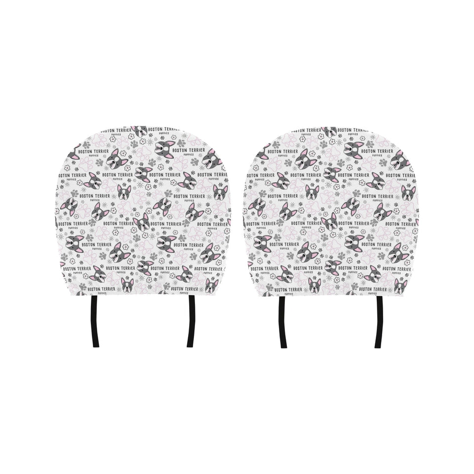 Boston Terrier Pattern Car Headrest Cover