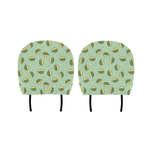 Durian Pattern Green Background Car Headrest Cover