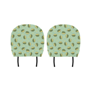 Durian Pattern Green Background Car Headrest Cover