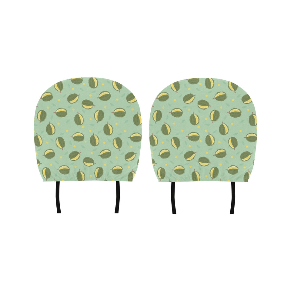 Durian Pattern Green Background Car Headrest Cover