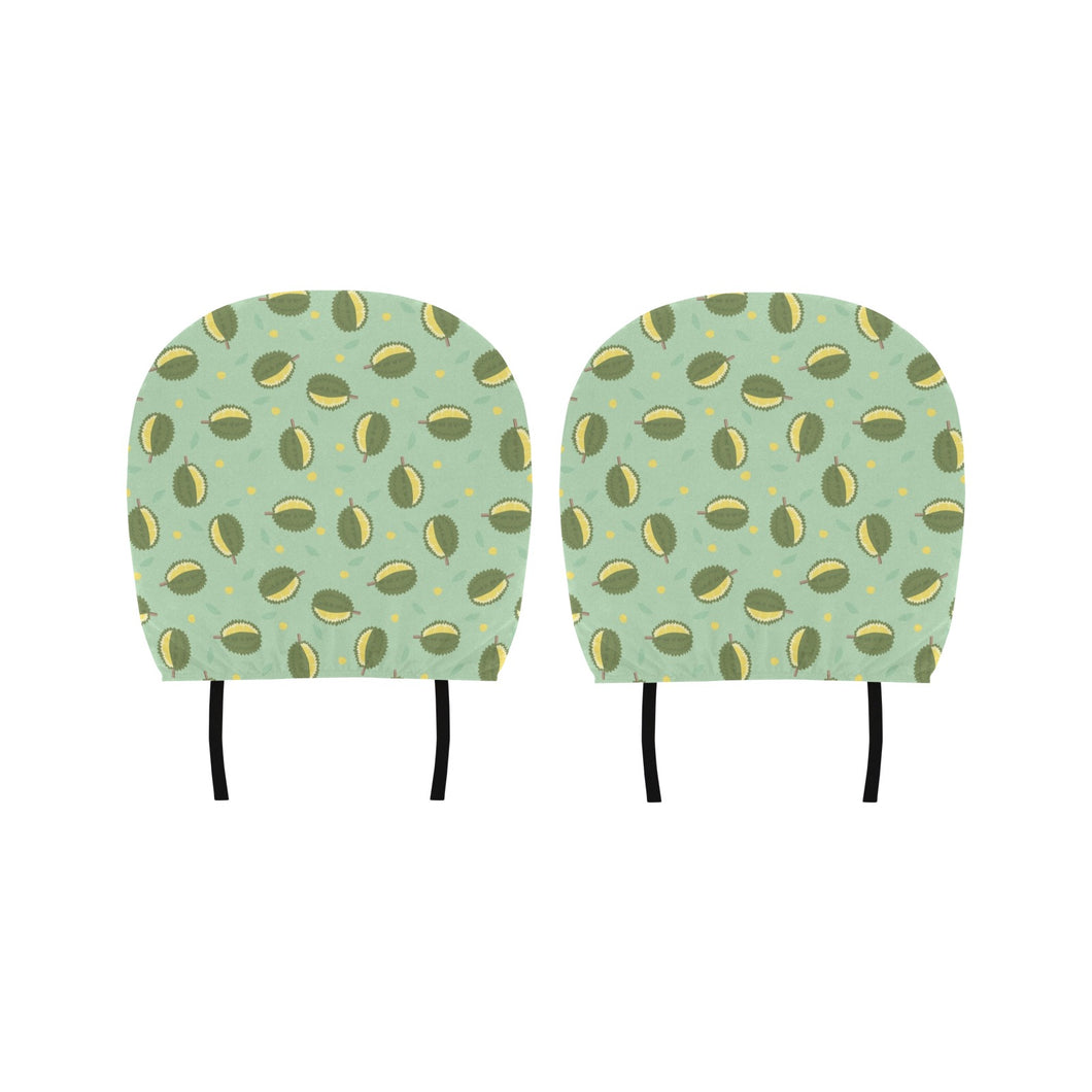 Durian Pattern Green Background Car Headrest Cover