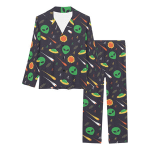 Alien Pattern Print Design 03 Women's Long Pajama Set