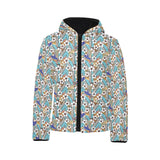 Hummingbird Pattern Print Design 02 Kids' Boys' Girls' Padded Hooded Jacket