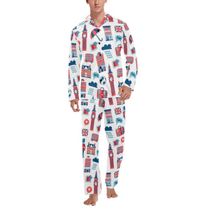 British Pattern Print Design 05 Men's Long Pajama Set