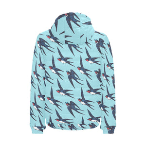 Swallow Pattern Print Design 01 Men's Padded Hooded Jacket(ModelH42)