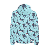 Swallow Pattern Print Design 01 Men's Padded Hooded Jacket(ModelH42)