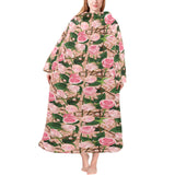 Rose Pattern Print Design 04 Blanket Robe with Sleeves