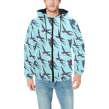 Swallow Pattern Print Design 01 Men's Padded Hooded Jacket(ModelH42)