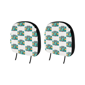 Camera Pattern Print Design 02 Car Headrest Cover