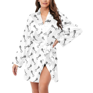 Engine Piston Pattern Print Design 02 Women's Long Sleeve Belted Night Robe