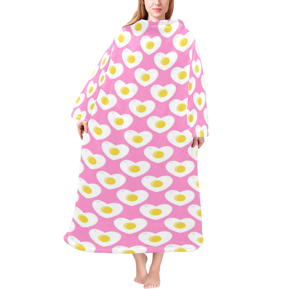 Fried Eggs Pattern Print Design 02 Blanket Robe with Sleeves