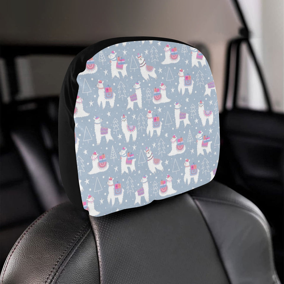 Llama Chirstmas Pattern Car Headrest Cover