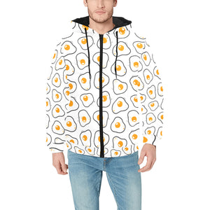 Fried Eggs Pattern Print Design 05 Men's Padded Hooded Jacket(ModelH42)