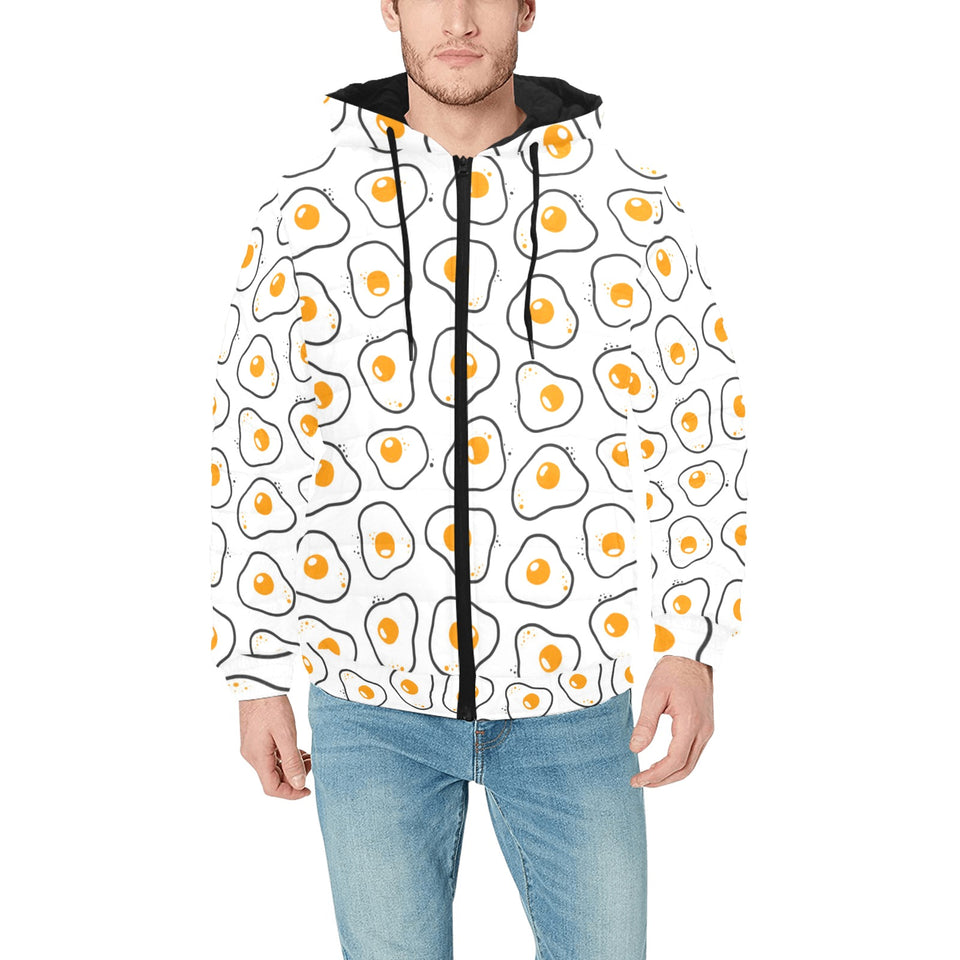 Fried Eggs Pattern Print Design 05 Men's Padded Hooded Jacket(ModelH42)